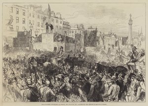 O Centenário O&39;Connell em Dublin, Sr. Sullivan, MP, dirigindo-se à People in Sackville Street